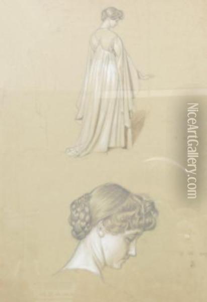 Series Of Sketchesdepicting Ladies Oil Painting - Joseph Edward Southall