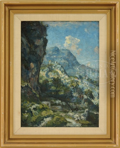 Hikers In A Mountainous Landscape Oil Painting - Henry Ward Ranger