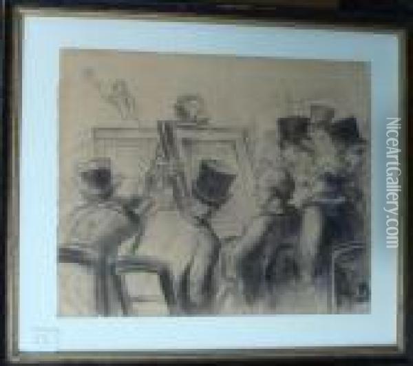 La Salle Des Ventes De L'hotel Bouillon Oil Painting - Honore Daumier