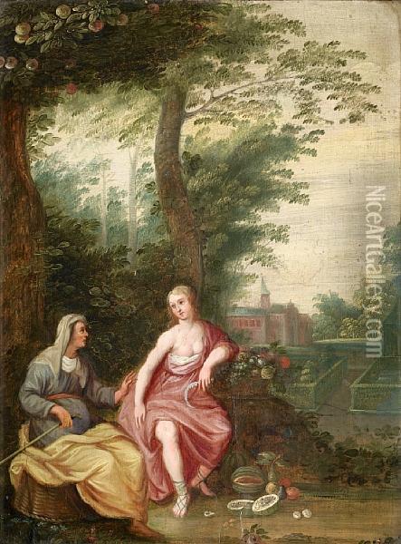 Vertumnus And Pomona Oil Painting - Frans II Francken