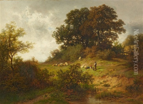 Landscape With Shepherds Oil Painting - Franz Seidel