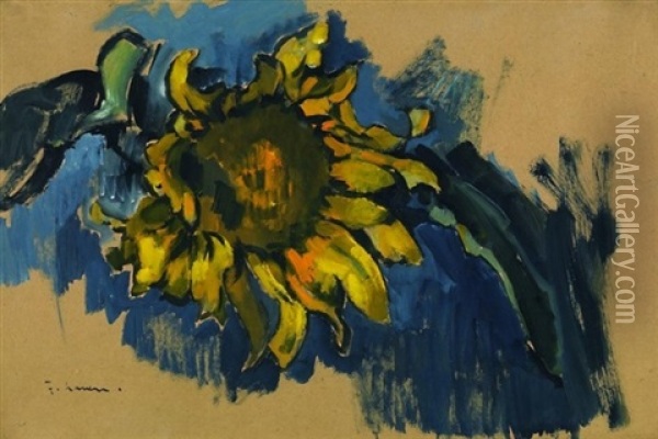 Studie Einer Sonnenblume Oil Painting - Heinrich Nauen