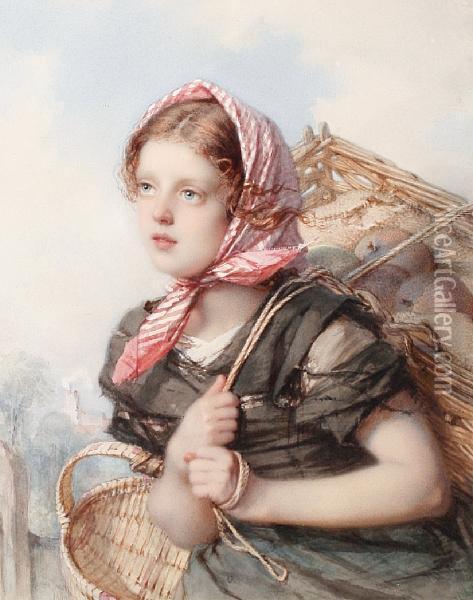 Portrait Of Young Peasant Girl Oil Painting - Guido Bach