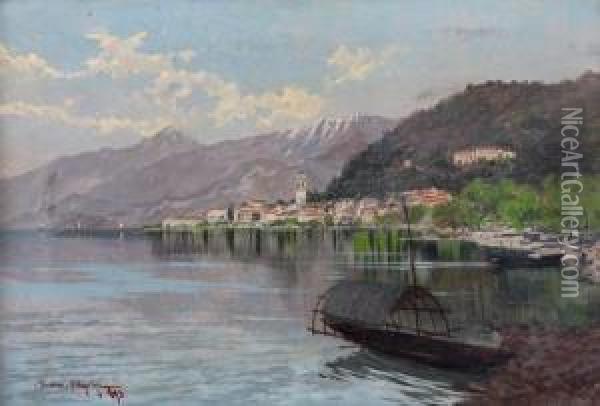 Bellagio, Lago Di Como Oil Painting - Carlo Pellegrini