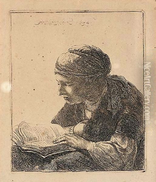 Woman Reading Oil Painting - Rembrandt Van Rijn