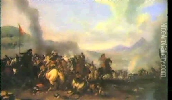 Scene De Bataille Oil Painting - Jacques Courtois