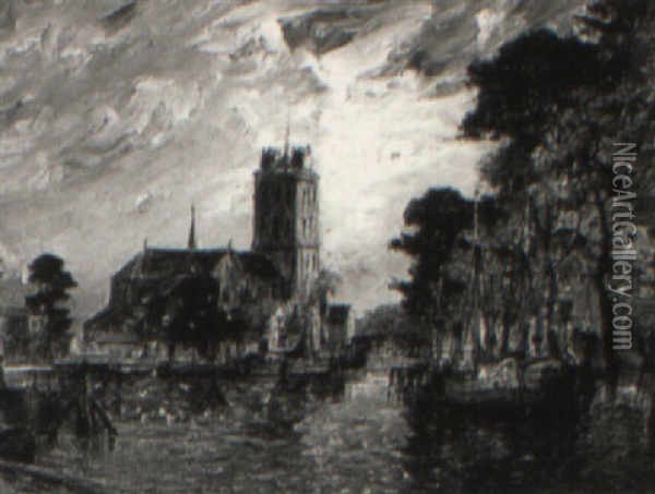 Dordrecht Oil Painting - Gaston Marie Anatole Roullet