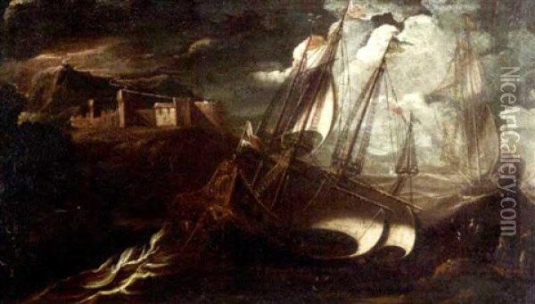 Schiffe Im Seesturm Oil Painting - Orazio Grevenbroeck