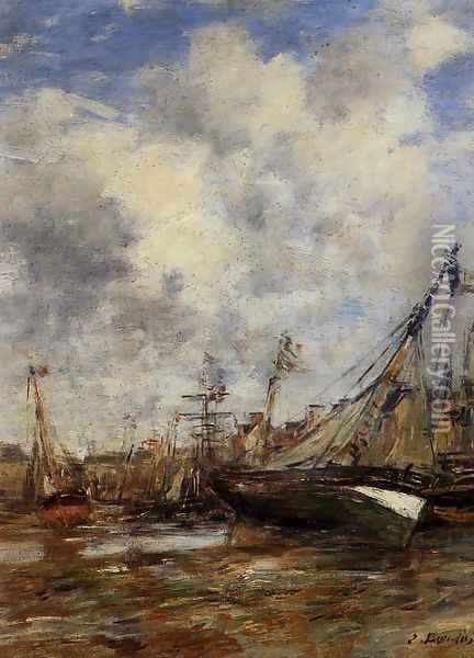 Trouville, Low Tide I Oil Painting - Eugene Boudin