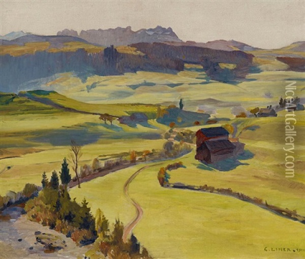 D'muhli. Lank, Appenzell Oil Painting - Carl August Liner