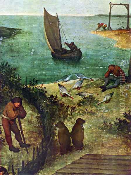 Netherlandish Proverbs (detail 3) Oil Painting - Pieter the Elder Bruegel