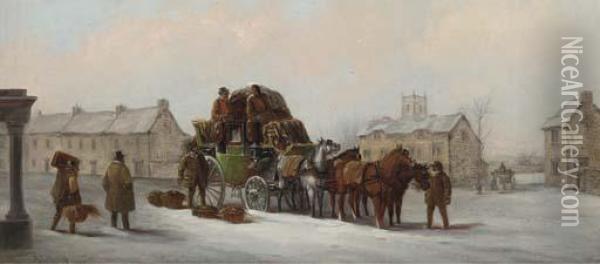 The Bristol, Bath And London Coach Oil Painting - John Charles Maggs
