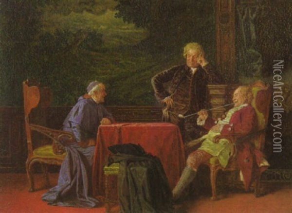 Geistlich-weltliche Diskussion Oil Painting - Wilhelm Loewith