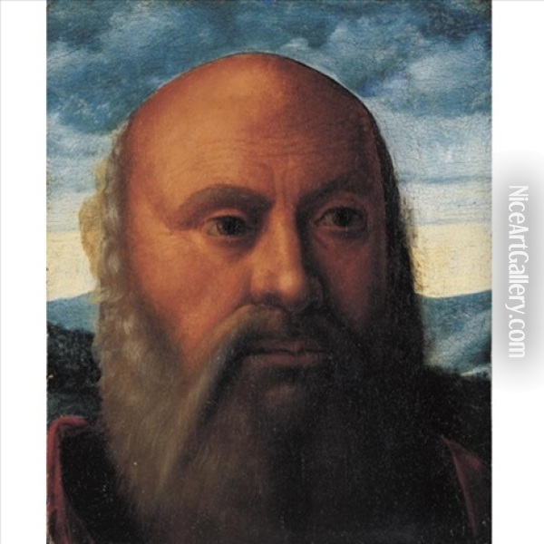 Head Of A Man (fragment) Oil Painting - Giovanni Bellini