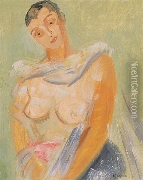 Modell I Tyllsjal Oil Painting - Sigrid (Maria) Hjerten