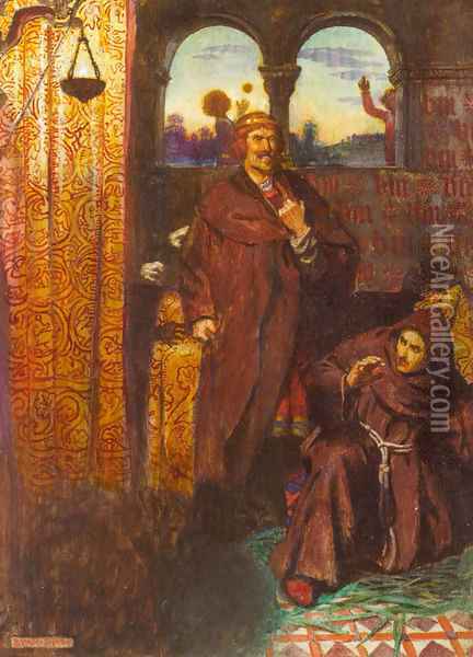 King of Scots and Andrea Browne Oil Painting - John Byam Liston Shaw