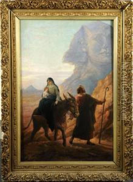 La Fuite En Egypte Oil Painting - Emmanuel Van Den Bussche