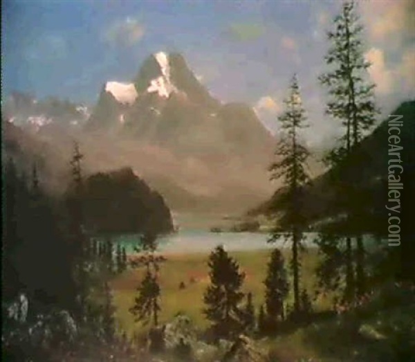 Longs Peak Estes Park Colorado Oil Painting - Albert Bierstadt