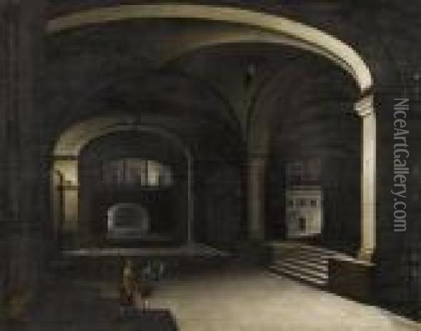Basement Vault With Two Figures. Oil Painting - Hendrick van, the Younger Steenwyck