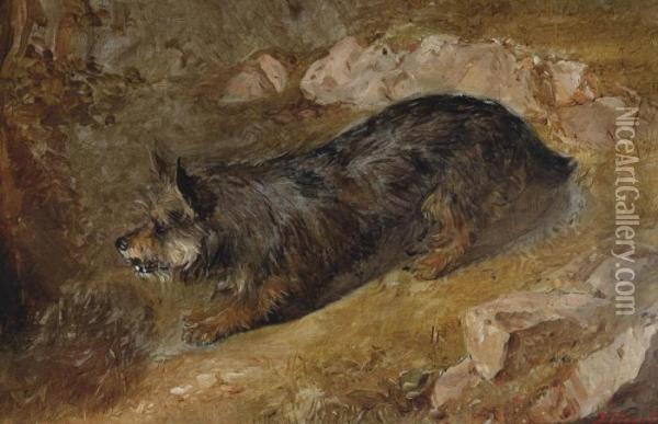 A Rabbiting Terrier Oil Painting - Thomas Faed