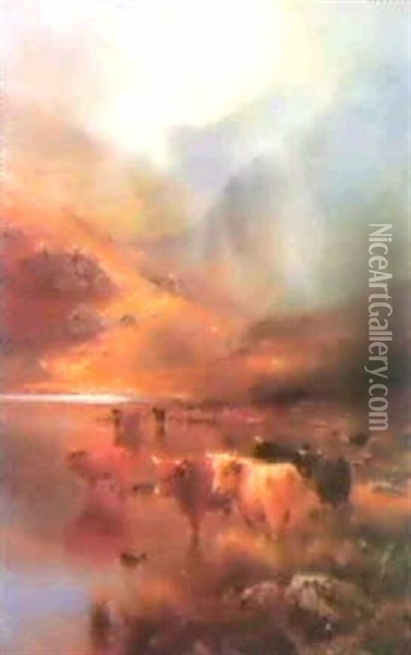 Sunshine And Showers, Loch Treachton, Glencoe Oil Painting - Louis Bosworth Hurt