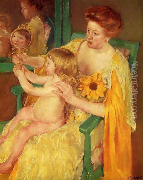 The Mirror Oil Painting - Mary Cassatt