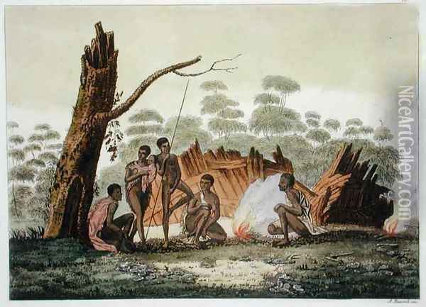 Inhabitants of Loro, New Holland, plate 60 from Le Costume Ancien et Moderne by Jules Ferrario, published c.1820s-30s Oil Painting - Sydney Parkinson