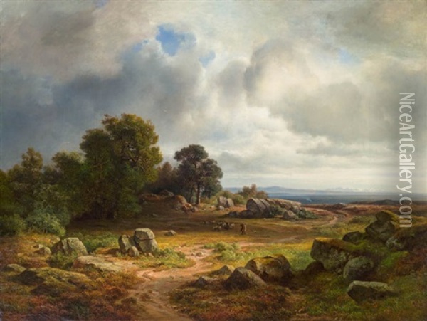 Weite Landschaft Mit Schafherde Oil Painting - Christian Ernst Bernhard Morgenstern