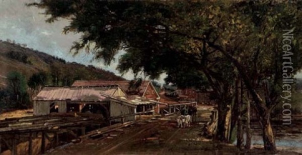 Sawmill On The St. Croix River Oil Painting - Francois de Blois