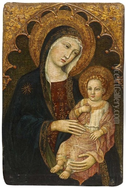 Madonna In Halbfigur Mit Kind Oil Painting - Luca Di Tomme