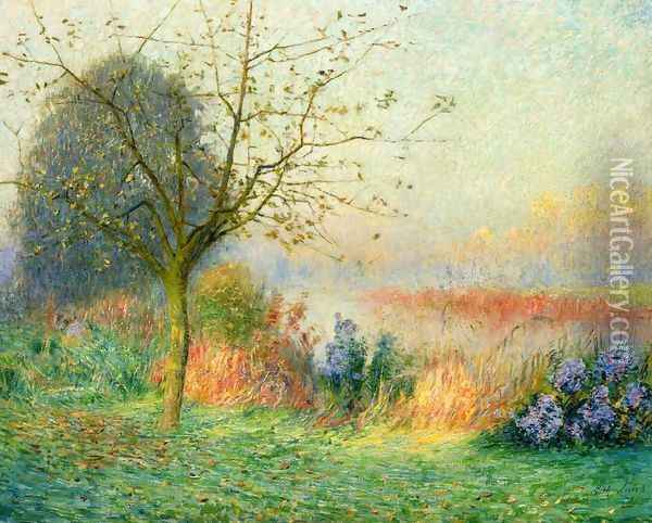 October Morning on the River Leie Oil Painting - Emil Claus