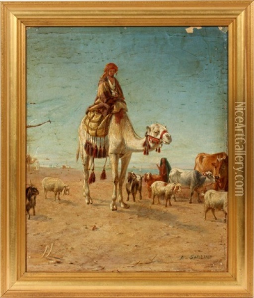 A Sadlind Oil Painting - Theophile Camel