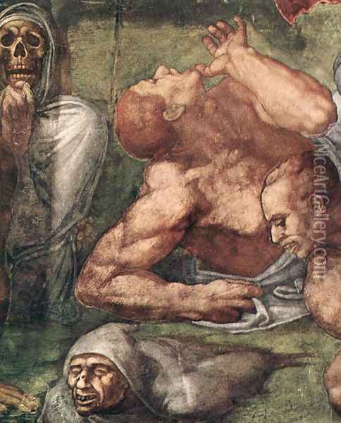 Last Judgment (detail-16) 1537-41 Oil Painting - Michelangelo Buonarroti