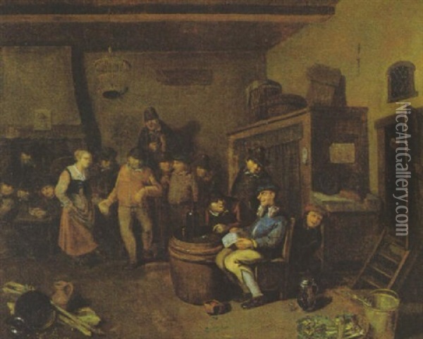Wirtshausszene Oil Painting - Egbert van Heemskerck the Younger