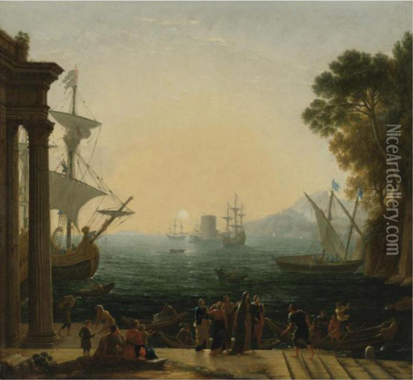 The Embarkation Of Saint Paula Oil Painting - Claude Lorrain (Gellee)