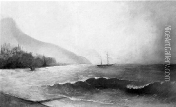 Segelschiffe In Einer Meeresbucht Oil Painting - Grigorij Kaputsin