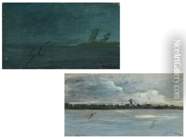 Paar Russische Landschaften In Truber, Nebeliger Lichtstimmung Oil Painting - Isaak Levitan