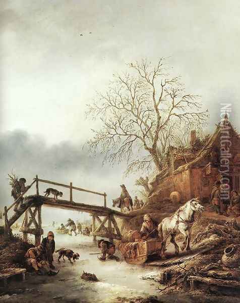 A Winter Scene Oil Painting - Adriaen Jansz. Van Ostade