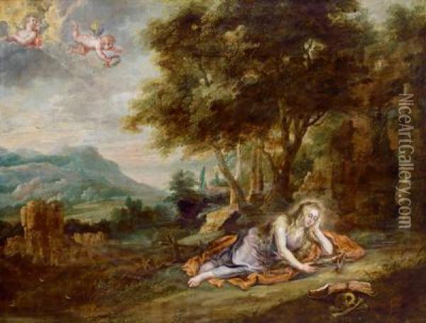 La Maddalena Penitente In Un Paesaggio Boschivo Oil Painting - Jan Wildens