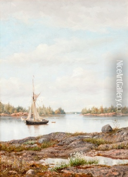 View From The Archipelago Oil Painting - Oskar Conrad Kleineh