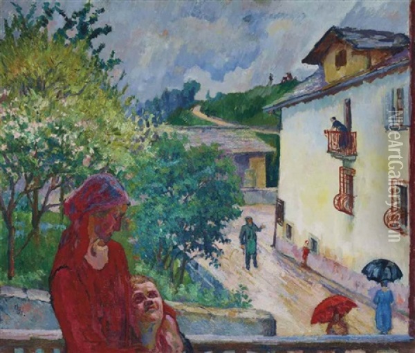 Pioggia Primaverile Oil Painting - Giovanni Giacometti