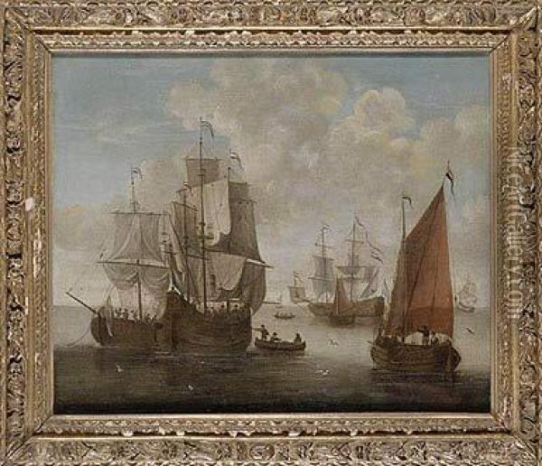 Barcos Holandeses En Mar Abierto Oil Painting - Gerrit Pompe