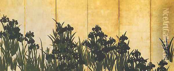 Irises Oil Painting - Ogata Korin