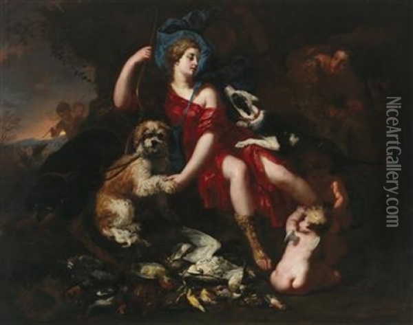 Diana Resting Oil Painting - Lucas Franchoys the Younger