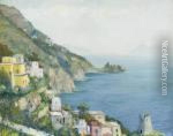 The Gulf Of Salerno, Amalfi Oil Painting - Edward Alfred Cucuel
