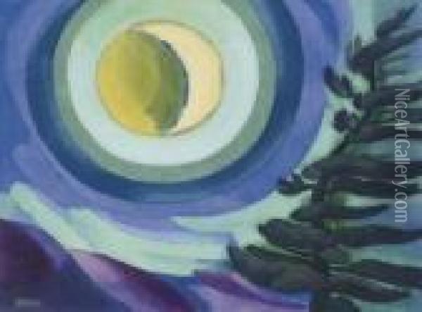 Moon Radiance Oil Painting - Oscar Bluemner