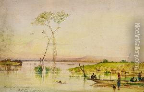 Flooding Of The River Niger At The Confluence Oil Painting - P.V. Robbins