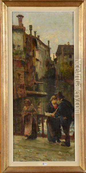 Scene De Rue A Venise Oil Painting - Angelo dall' Oca Bianca