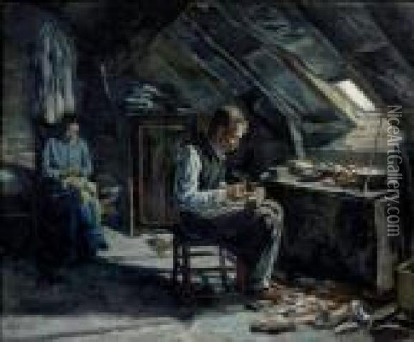 Le Cordonnier, Mansarde A La Glaciere, 1883 Oil Painting - Maximilien Luce