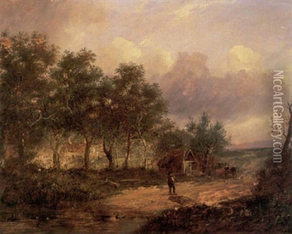 Hunter Going Home And Other Figures Oil Painting - Patrick Nasmyth